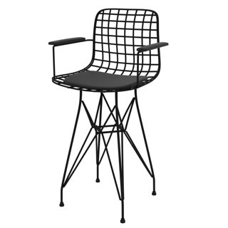 Knsz ufak boy tel bar sandalyesi 1 li uslu syhsyh kolçaklı 55 cm oturma yüksekliği mutfak bahçe cafe ofis