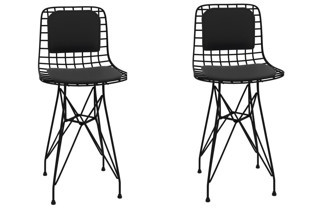 Knsz ufak boy tel bar sandalyesi 2 li uslu syhsyh sırt minderli 55 cm oturma yüksekliği mutfak bahçe cafe ofis