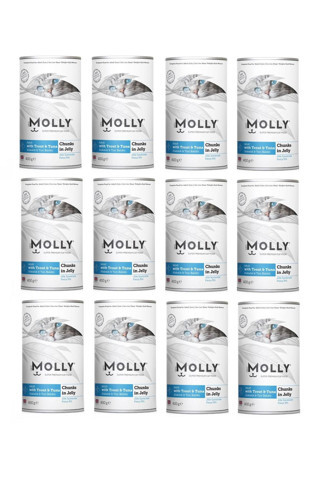 Molly Alabalıklı ve Ton Balıklı Jöleli Kedi Konservesi 400 Gr. X 12 Adet