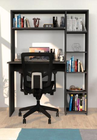 Moonlife Duru Kitaplıklı Çalışma Masası Antrasit