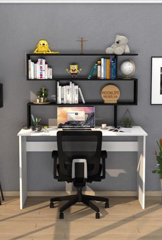 Moonlife Kaya Kitaplıklı Çalışma Masası Siyah