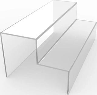 Bubistudios Destek Ayaklı Pleksi 2 Katlı Merdiven Stand Şeffaf 2 Basamak En 30 Cm Basamak Genişlik 9 Cm