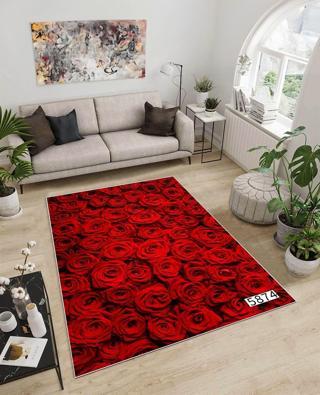 Dijidekor Işıltı Koleksiyonu Model12 Süngerli Dijital Baskılı Saçaksız Mutfak Halısı Yolluk