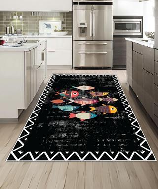 Dijidekor Işıltı Koleksiyonu Model256 Süngerli Dijital Baskılı Saçaksız Mutfak Halısı Yolluk