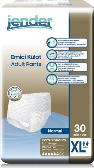 Jender Külotlu Hasta Bezi Ekstra Large 30 Lu 120-160 Cm