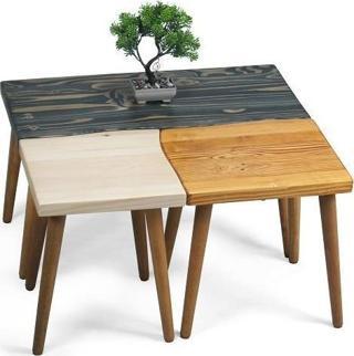 Doğal Ağaç Masif Hibrit Kütük Yapboz Orta Zigon Sehpa