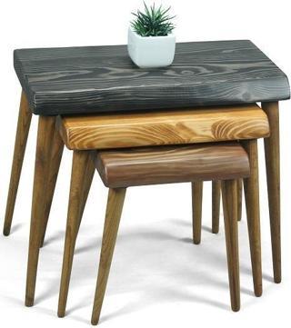 Doğal Ağaç Masif Kütük 3’lü Zigon Sehpa