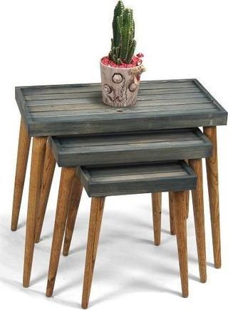 Doğal Ağaç Masif Kütük Lata 3’lü Zigon Sehpa