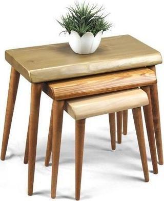 Doğal Ağaç Masif Kütük 3’lü Zigon Sehpa