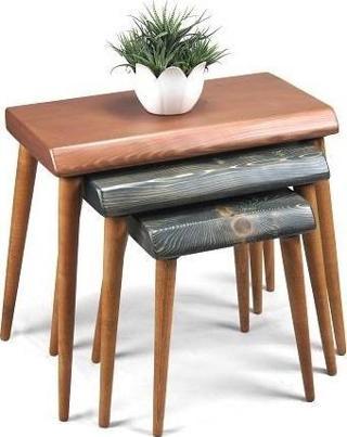 Doğal Ağaç Masif Kütük 3’lü Zigon Sehpa