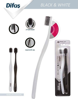 Difaş 2 li Diş Fırçası Black & White Yumuşak ( Soft )