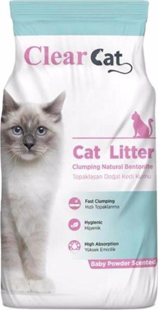 Clear Cat Topaklaşan Kedi Kumu Bebek Pudra İnce Taneli 10 Kg