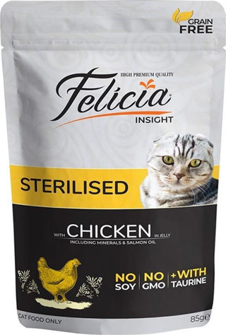 Felicia Pouch Steril Tavuklu Kısırlaştırılmış Kedi Konservesi Tahılsız 85 gr