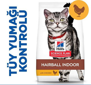 Hill’s SCIENCE PLAN Hairball İndoor Cat Tüy Yumağı Önleyici Tavuklu Yetişkin Kedi Maması 1,5 Kg