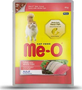 Me-O Pauch Jöle İçinde Ton Balıklı Alabalıklı Kedi Konserve Mama 80 gr