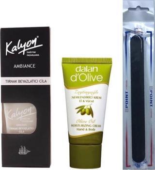 Kalyon Tırnak Beyazlatıcı Cila + Dalan Krem 20 Ml + Tırnak Törpüsü 