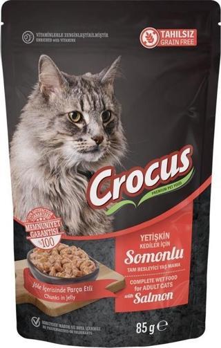 Crocus Tahılsız Kedi Somonlu Pouch Jöleli Yaş Mama 85 Gr