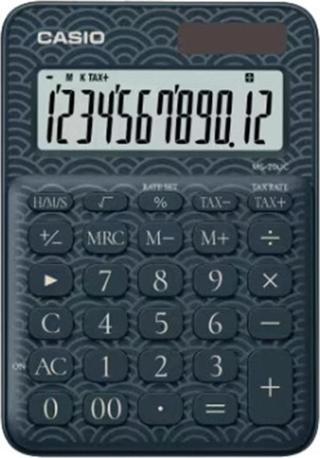 Casio MS-20UC-JBU 12 Hane Lacivert Desenli Masa Üstü Hesap Makinesi