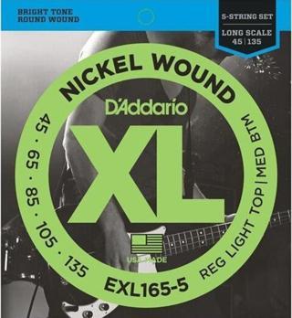 DADDARIO EXL165-5 BASS GİTAR TEL SETİ, 5 TELLİ, XL, 45-105, LONG SCALE