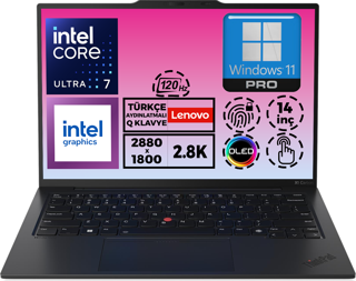 Lenovo ThinkPad X1 Carbon G12 U7 155U 32GB 1TB SSD 14'' 2.8K W11P Dokunmatik Notebook 21KC006BTX