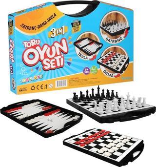 Toru 3 in 1 Çantalı Oyun Seti Satranç-Dama-Tavla