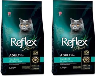 REFLEX PLUS STERILISED  TAVUKLU KEDİ MAMASI 1,5 KG X 2 ADET