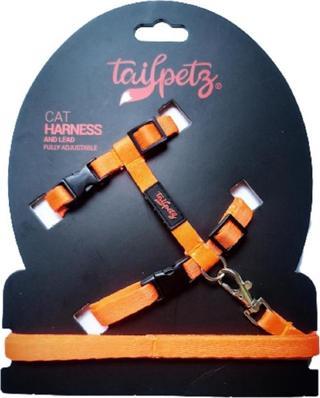 Tailpetz Cat Harnes Orange Ayarlanır Kedi Gezdirme Takım Tasması