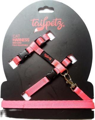 Tailpetz Cat Harnes Pink Ayarlanır Kedi Gezdirme Takım Tasması