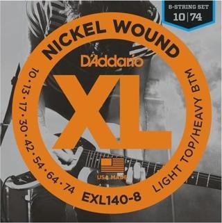 DADDARIO EXL140-8 ELEKTRO GİTAR TEL SETİ, 8 TELLİ, XL, 10-74, LIGHT TOP/HEAVY BOTTOM