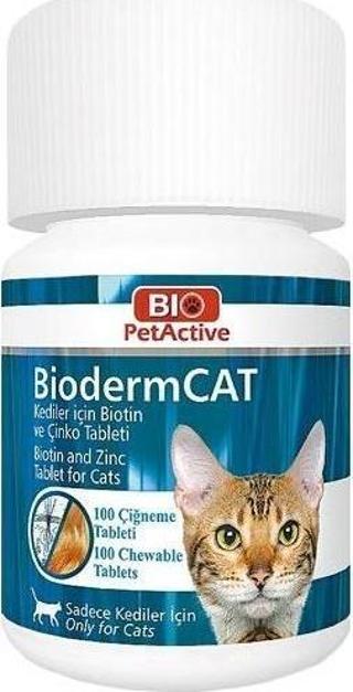 Bio PetActive Bioderm Cat Biotin Çinko Takviyesi 100 Tablet 30 Gr