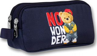 Ümit Çanta Lacivert Beyaz Hiphop Ayıcık Desenli Kalem Çantası - Erkek Çocuk - 5035