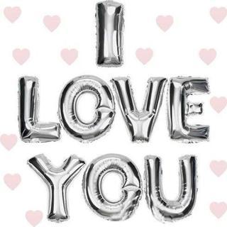 I Love You Folyo Balon Gümüş Renk 35 Cm