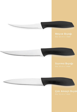 Schafer Quick Chef Bıçak Seti 3 Parça-Siyah