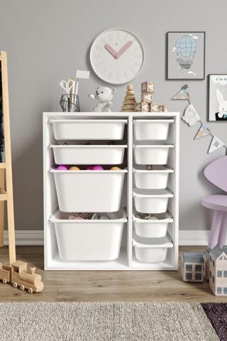 Baby Darling %100 MDF - Small Duo 10 Sepetli Oyuncak Dolabı