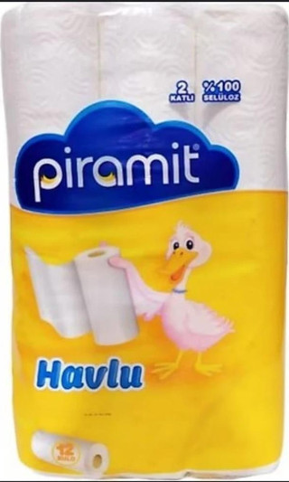 Piramit 2 Katlı 12'li %100 Selüloz Kağıt Havlu