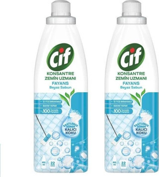 Cif Konsantre Zemin Uzmanı Fayans Beyaz Sabun %100 Temizlik Ve Parlaklık 895 ml 2adet