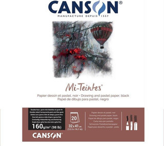 Canson Mi-Teintes Pastel Defteri 160g 32x41cm 20 Yaprak Black