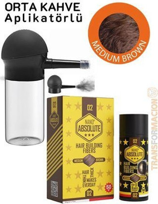 Aplikatörlü Saç Dolgunlaştırıcı Fiber Topik Toz ORTA TON KAHVERENGİ