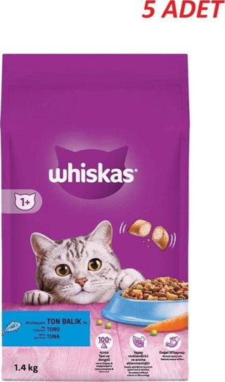 Whiskas Yetişkin Ton Balıklı Kedi Maması 1.4 Kg*5 Adet