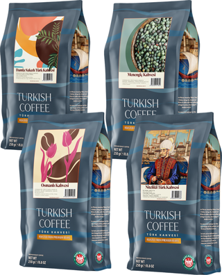 Türk Kahvesi Lezzet Seti 4x250 Gr. (Nitelikli, Osmanlı, Menengiç, Damla Sakızlı)