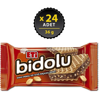 Eti Bidolu Kakao Kremalı Yer Fıstığı Parçacıklı Gofret 36 g x 24 Adet
