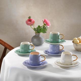 Schafer Vogue 6 Kişilik Kahve Fincan Seti-12 Parça-Çok Renkli