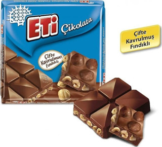 Eti Çikolata Çifte Kavrulmuş Fındıklı Sütlü Kare 60 g x 6 Adet