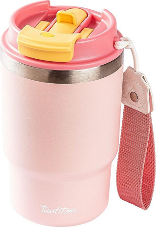 Tantitoni 2'si 1 Arada Kapaklı Termos Bardak 480ml Pembe
