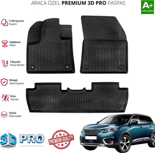 PEUGEOT 5008 ARACA ÖZEL 3D PASPAS 2017 2018 2019 2020 2021 2022 2023 2024