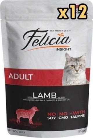 Felicia Tahılsız 85 Gr Pouch Yetişkin Kuzu Etli Yaş Kedi Maması 12 Adet