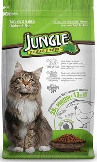Jungle Tavuklu Ve Balıklı Yetişkin Kedi Maması 15 Kg