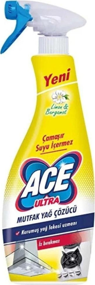 ACE Ultra Limon & Bergamot Kokulu Çamaşır Susuz Köpük Mutfak Yağ Çözücü 700 ml