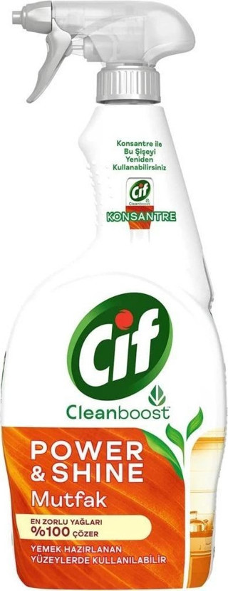 Cif Power Shine Cleanboost Sprey Temizleyici Mutfak İçin Temizleyici ve Yağ Çözücü 750 ML