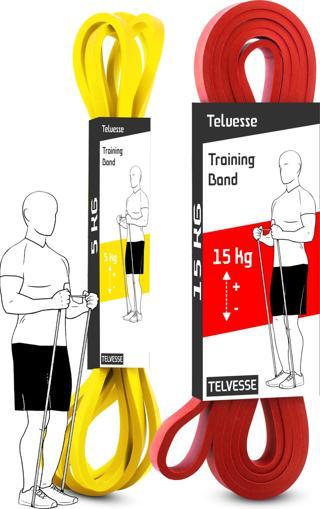 2li SET 5+15 KG Direnç Bandı Seti Kas Geliştirme Lastiği Fitness Pilates Cross Training Bant 